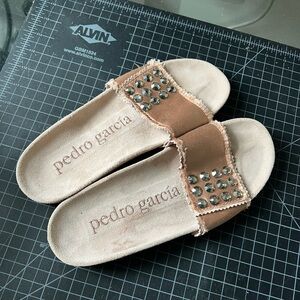 Pedro Garcia Pink Slippers with Swarovski Crystal‎ Embellishments